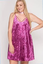 19 SV-K {Romantic Bliss} Magenta Crushed Velvet Dress PLUS SIZE XL 1X 2X