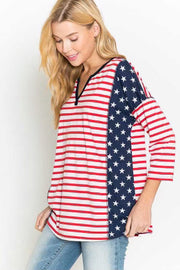 22 CP-D {Sweet America} Red White Blue Striped Top PLUS SIZE 1X 2X 3X