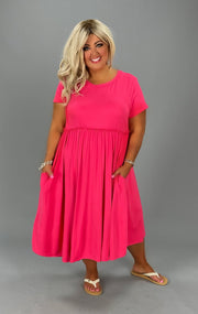 89 SSS-T {Babydoll Basics} Solid Coral Pink Babydoll Dress EXTENDED PLUS SIZE 3X 4X 5X