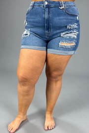 BT-A {Wax Jean} Med. Stretch Mom Shorts PLUS SIZE XL 2X 3X