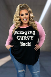 26 GT-B {Curvy Back}  SALE!!! Pink/Black Graphic  Tee CURVY BRAND!! EXTENDED PLUS SIZE 1X 2X 3X 4X 5X 6X