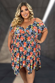 75 OS-A {Too Good To Me} Black Floral V-Neck Dress CURVY BRAND!!!  EXTENDED PLUS SIZE 4X 5X 6X