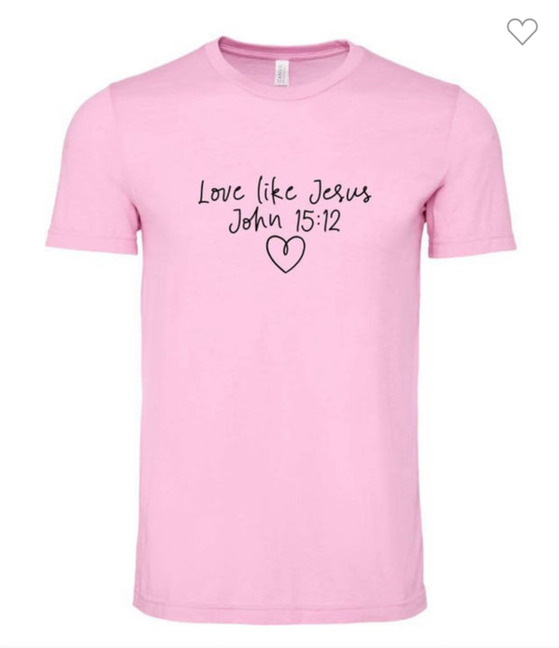 33 GT-E {John 15:12} Heather Bubble Gum Graphic Tee PLUS SIZE 3X