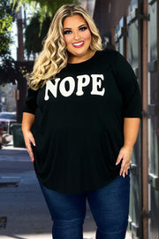 96 or 17 GT-E {Nope} Black "Nope" Graphic Tee CURVY BRAND!!  EXTENDED PLUS SIZE 3X 4X 5X 6X