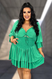 90 SET-G {Let The Party Begin} Green Crop Top & Ruffle Skirt Set PLUS SIZE 1X 2X 3X