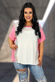 73 OR 33 CP-N {Time To Stand Out} Pink/Ivory/Silver Top PLUS SIZE XL 2X 3X