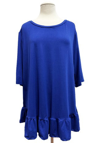 56 SSS {Modern Woman} Royal Blue Ruffle Hem Top EXTENDED PLUS SIZE 4X 5X 6X