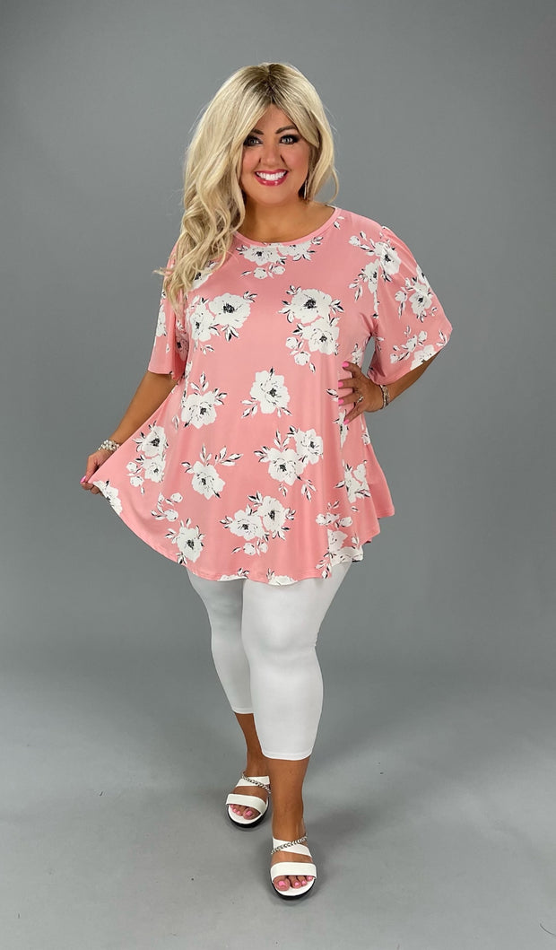 86 PSS-C {Playing Our Song} Pink/White Floral Top EXTENDED PLUS SIZE 3X 4X 5X