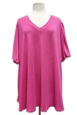 29 SSS-N {Best Attitude} Fuchsia V-Neck Wide Sleeve Tunic EXTENDED PLUS SIZE 3X 4X 5X