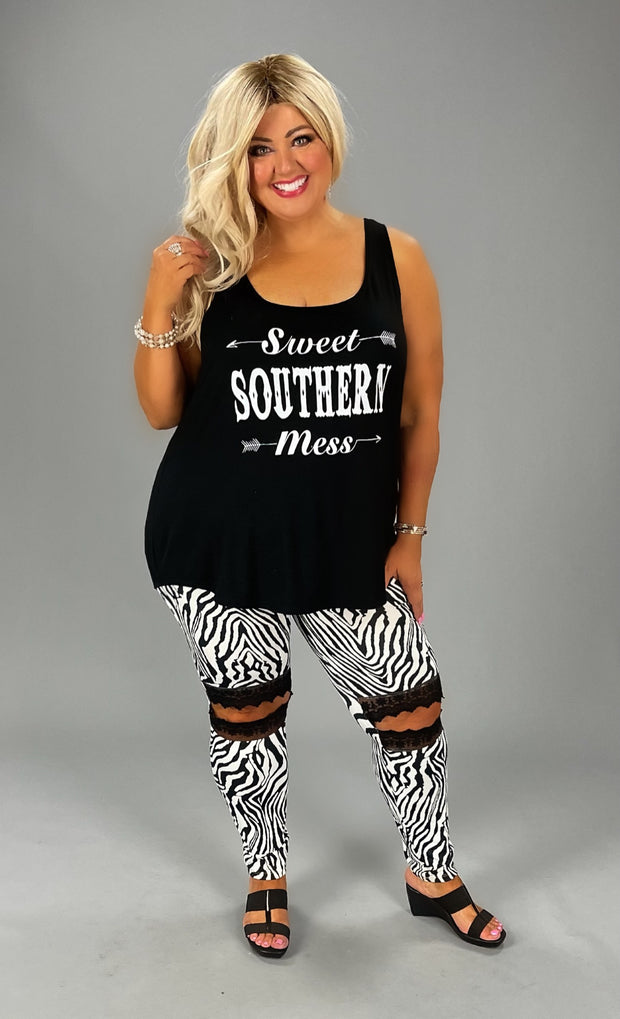 BT LEG-D  {A Little "Kneedy} Zebra Print***SALE**** Pants With Black Lace Cut-Out PLUS SIZE 1X 2X 3X