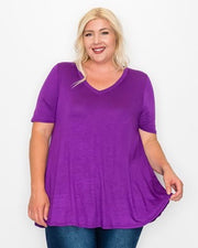33 SSS-X {Keep It Comfy} Violet V-Neck Top EXTENDED PLUS SIZE 3X 4X 5X