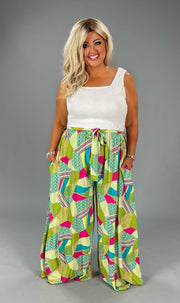 LD-Y {Geometric Passion} Ivory Lime  SALE!! Geometric Romper PLUS SIZE 1X 2X 3X