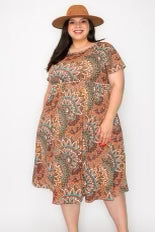 55 PSS-K {Decisions Decisions} Coral Mint Babydoll Dress EXTENDED PLUS SIZE 3X 4X 5X