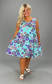 98 SV {Devine Time} Mint Mandala Print Dress w/Pockets EXTENDED PLUS SIZE 4X 5X