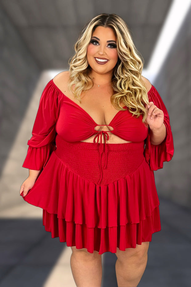 90 SET-H {Let The Party Begin} Red SALE!!! Crop Top & Ruffle Skirt Set PLUS SIZE 1X 2X 3X