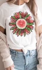 18 GT-M {Watermelon Sunflower} White Graphic Tee PLUS SIZE 2X 3X