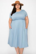 48 SSS-X {Babydoll Basics} Solid Stone Blue Babydoll Dress EXTENDED PLUS SIZE 3X 4X 5X