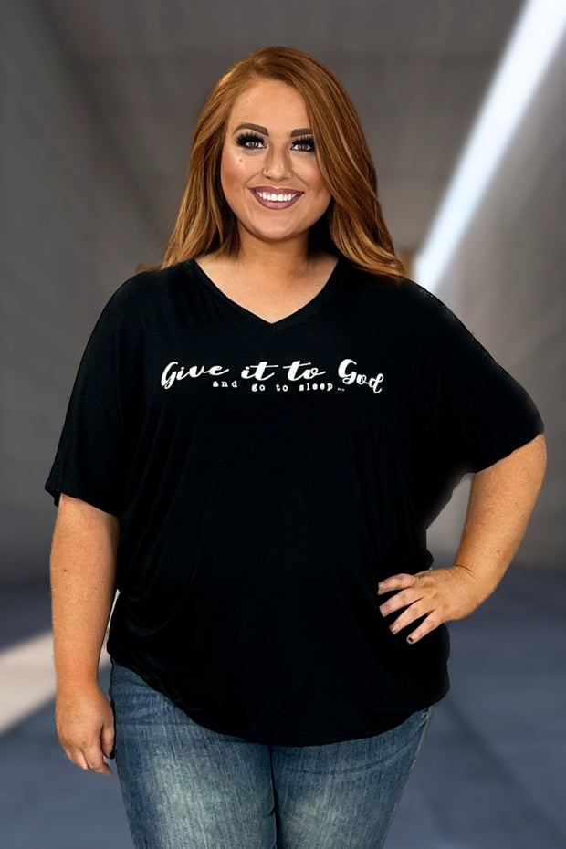19 OR 18 GT-A {Give It To God} Black V-Neck Graphic Tee PLUS SIZE 1X 2X 3X