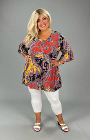 73 PQ-B {Devoted Darling} Multi-Color Paisley Babydoll Top EXTENDED PLUS SIZE 3X 4X 5X
