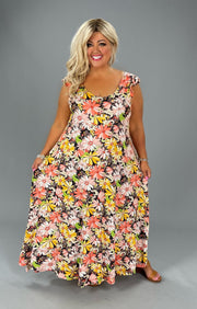 LD-G {Refresh Your Soul} Multi-Color Floral Babydoll Maxi Dress PLUS SIZE 1X 2X 3X