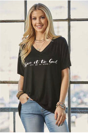 19 OR 18 GT-A {Give It To God} Black V-Neck Graphic Tee PLUS SIZE 1X 2X 3X