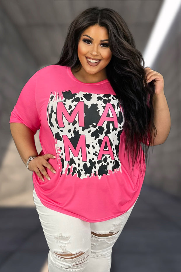 30 OR 37 GT-Z {MAMA} Neon Pink Graphic Tee PLUS SIZE 3X