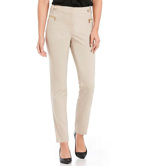 BT-R  M-109 {Calvin Klein} Latte Zip Pocket Slim Pants SALE!!! RETAIL €89.50 22W