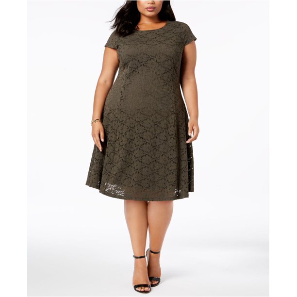 LD-D M-109  {Alfani} Olive Lace Dress Retail $109.50 PLUS SIZE 16W