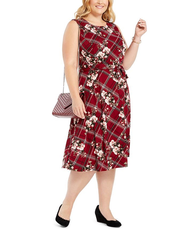 LD-E M-109 {Charter Club} Maroon Printed Dress Retail €99.50 EXTENDED PLUS SIZE 4X ***FLASH SALE***