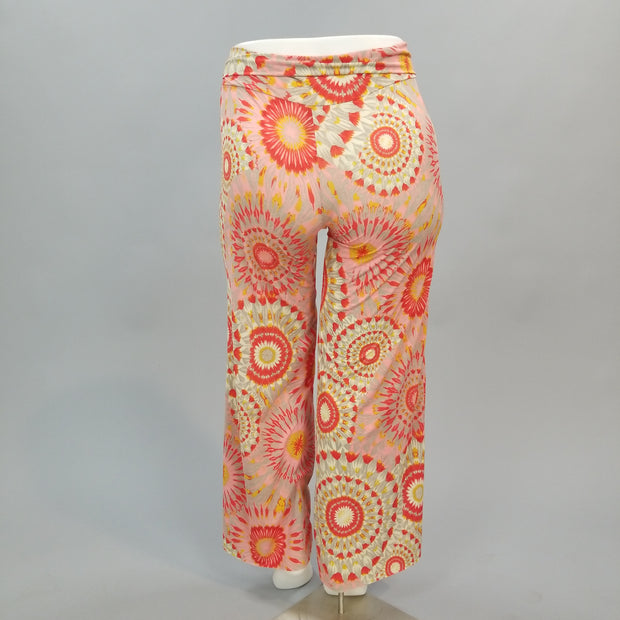 BT-C {Mango Tango} Mandala Print Palazzo Pants Foldover Waist PLUS SIZE