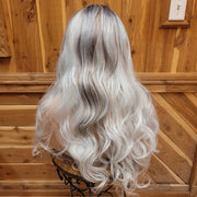 {Edith} Light Grey Black Rooted Long Curl Wig  SALE!!!!