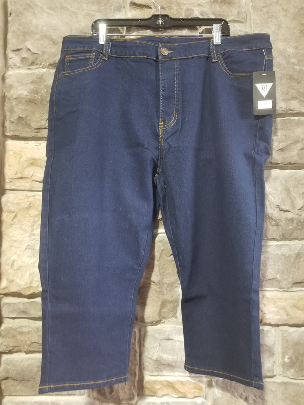 BT-N {Indigo Blues} Dk Indigo Denim Capri SALE!!!  EXTENDED PLUS SIZE 24 26 28