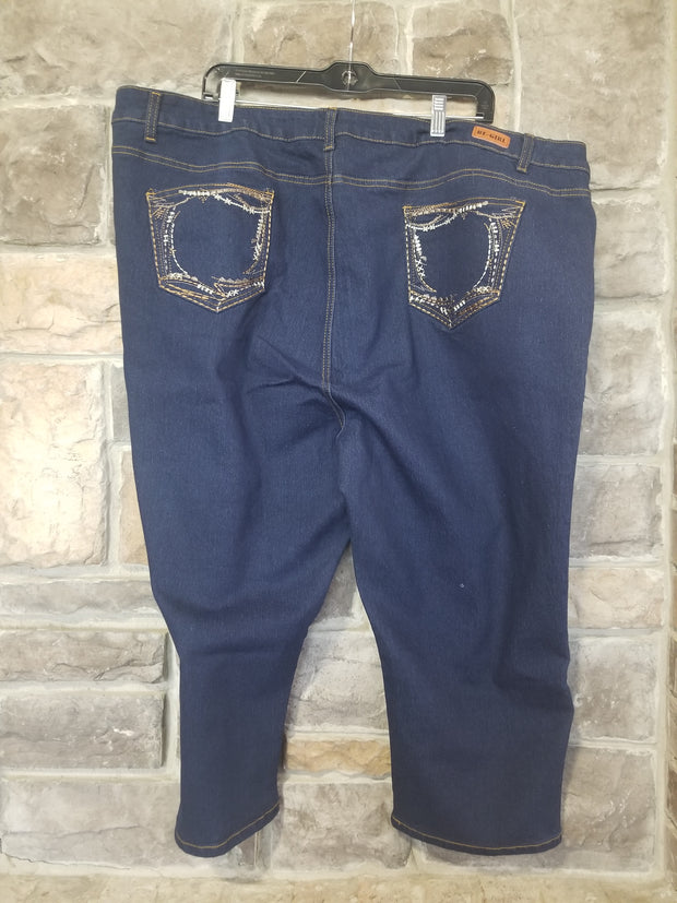 BT-M {Rhythm & Blues} Dark Indigo***SALE*** Denim Capri W/Pocket Stitching EXTENDED PLUS SIZE 24 26 28