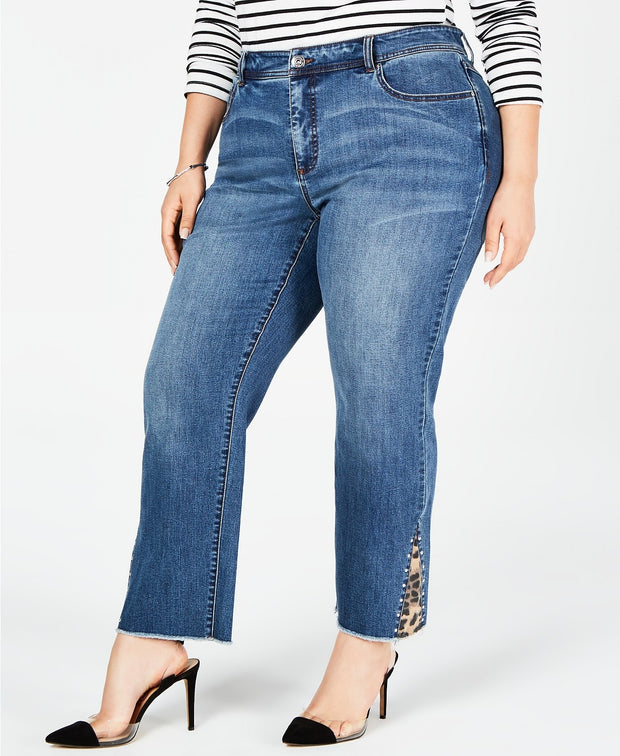 BT-X  M-109   {INC} Indigo Leopard Studded Jeans Retail 89.50 PLUS SIZE 22W 24W