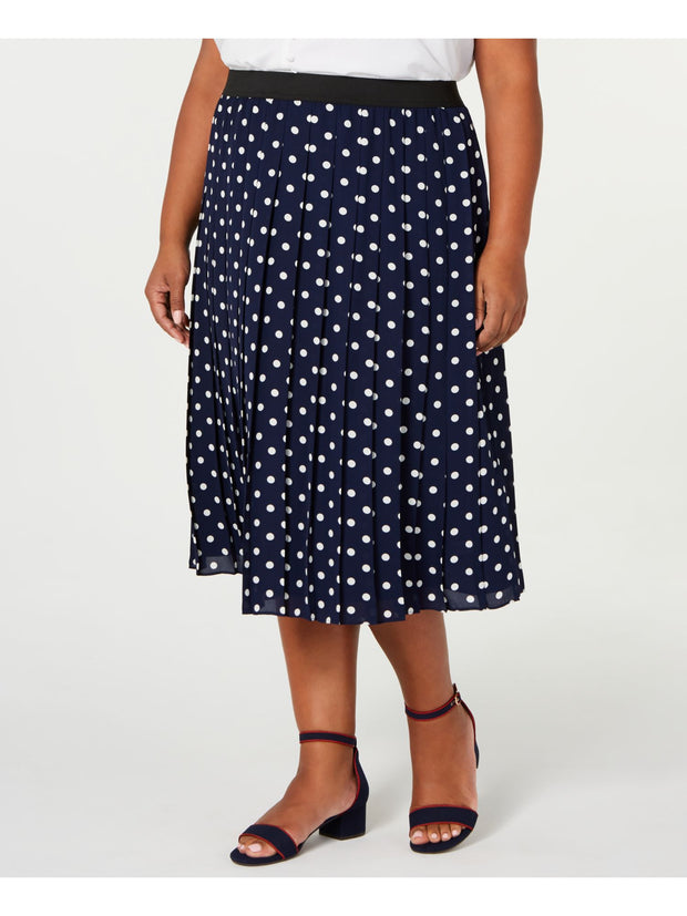 BT-A  M-109 {Charter Club}  Navy Polka Dot Skirt PLUS SIZE 1X 2X 3X