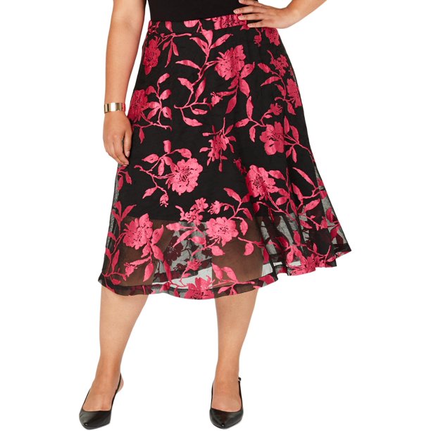 BT-A  M-109 {Alfani} Black/Fuchsia Skirt RETAIL 89.50 PLUS SIZE 14W 22W 24W