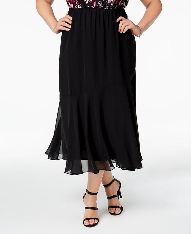 BT-X  M-109  {Alex Evenings} Black Chiffon Midi Skirt Retail €79.00 PLUS SIZE 2X