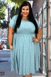 90 PSS-C {About The Leopard} Blue Leopard Babydoll Dress PLUS SIZE XL 2X 3X