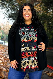 59 OR 32 HD-A {Admiration} Black/Gray Animal Print Hoodie CURVY BRAND!! EXTENDED PLUS SIZE 4X 5X 6X