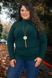 12 OR 56 SLS-C {Admiring Style} Hunter Green High Neck Top PLUS SIZE 1X 2X 3X