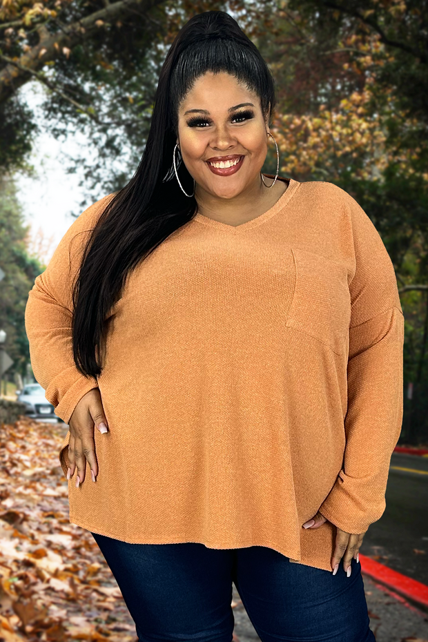 94 SLS-P {All On You} Butter Orange Melange Jacquard Top PLUS SIZE 1X 2X 3X