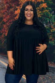 76 SQ-A {Brunch Party} Black Tiered Tunic CURVY BRAND!!! EXTENDED PLUS SIZE 1X 2X 3X 4X 5X 6X