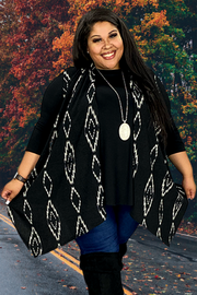 19 OT-J {By Your Side} Black Aztec Print Vest PLUS SIZE 1X 2X 3X