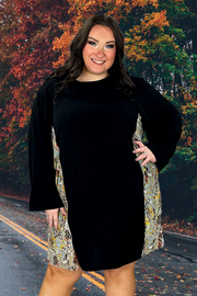 78 CP-A {Change The Subject} Black/Print Dress w/Pockets PLUS SIZE XL 2X 3X