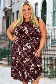 LD-E M-109 {Charter Club} Maroon Printed Dress Retail $99.50 EXTENDED PLUS SIZE 4X