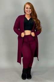 99 SET-B {Chill For Awhile} Burgundy Cardigan & Bottoms SALE!!! PLUS SIZE 1X 2X 3X