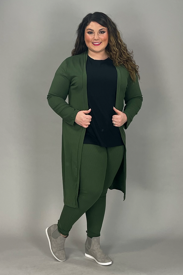 99 SET-C {Chill For Awhile} Olive Ribbed Cardigan & Bottoms SALE!!! PLUS SIZE 1X 2X 3X