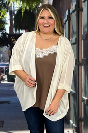 71 OT-A {Creamy Dreamy} SALE!! Cream Chiffon Shrug Kimono Plus Size 1X 2X 3X