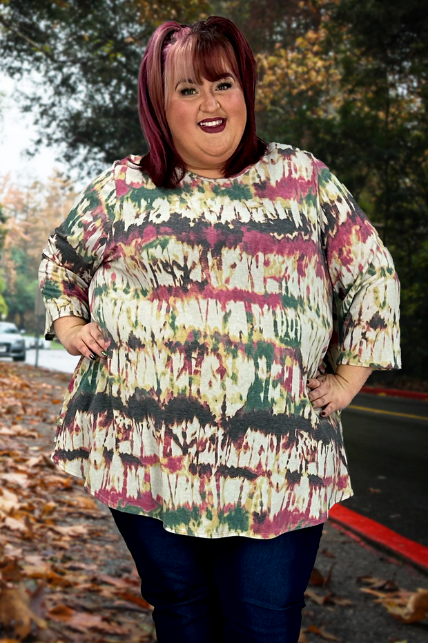 56 PLS-E {Design Dream} Multi-Color Tie Dye Top EXTENDED PLUS SIZE 3X 4X 5X