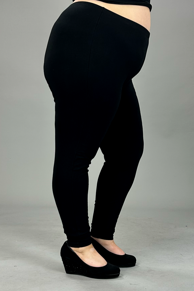 LEG-B {Embrace Change} Black Cotton Full Length Leggings PLUS SIZE 1X 2X 3X